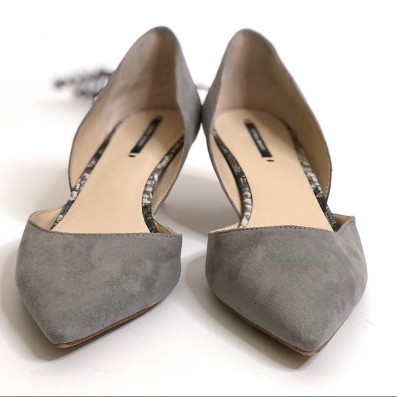 Zara D’Orsay Gray Faux Suede Kitten Heels Pointed - Picture 2 of 7